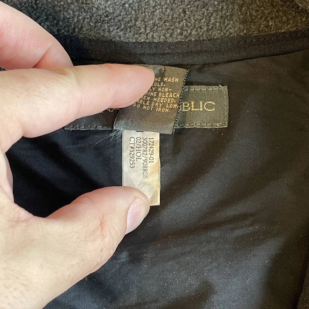 Banana Republic‎ Men's Black Jacket Thick Fleece Grey Gray Size XL Full Zip #672